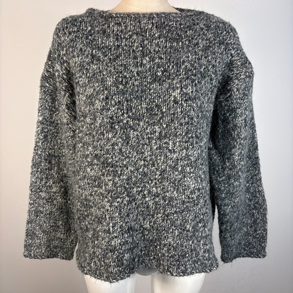 Zara Women's M Chunky Knit Marl Grey White Sweater/Cardigan